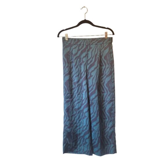 J. Crew Green & Black Zebra Print Wide Leg Pants - Picture 1 of 6